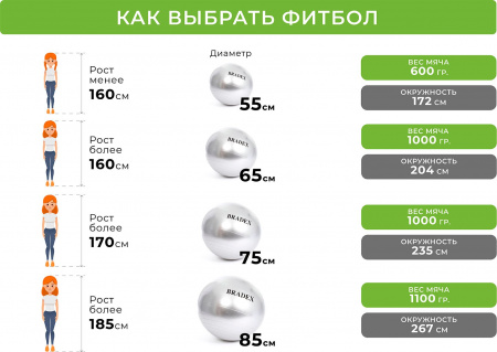 Мяч для фитнеса «ФИТБОЛ-65» Bradex SF 0718 с насосом, фиолетовый Мяч для фитнеса «ФИТБОЛ-65» Bradex SF 0718 с насосом, фиолетовый