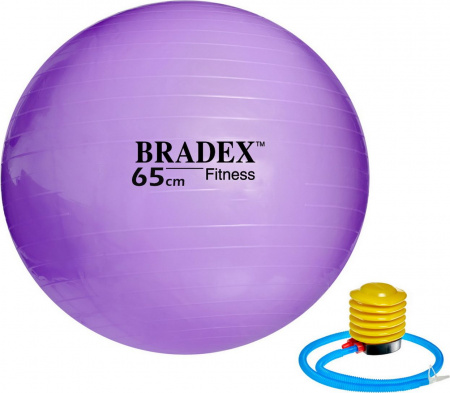 Мяч для фитнеса «ФИТБОЛ-65» Bradex SF 0718 с насосом, фиолетовый Мяч для фитнеса «ФИТБОЛ-65» Bradex SF 0718 с насосом, фиолетовый